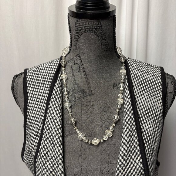 Chris & Carol Houndstooth Sleeveless Cardigan Womens Size Small Open Front Vest - Picture 2 of 8